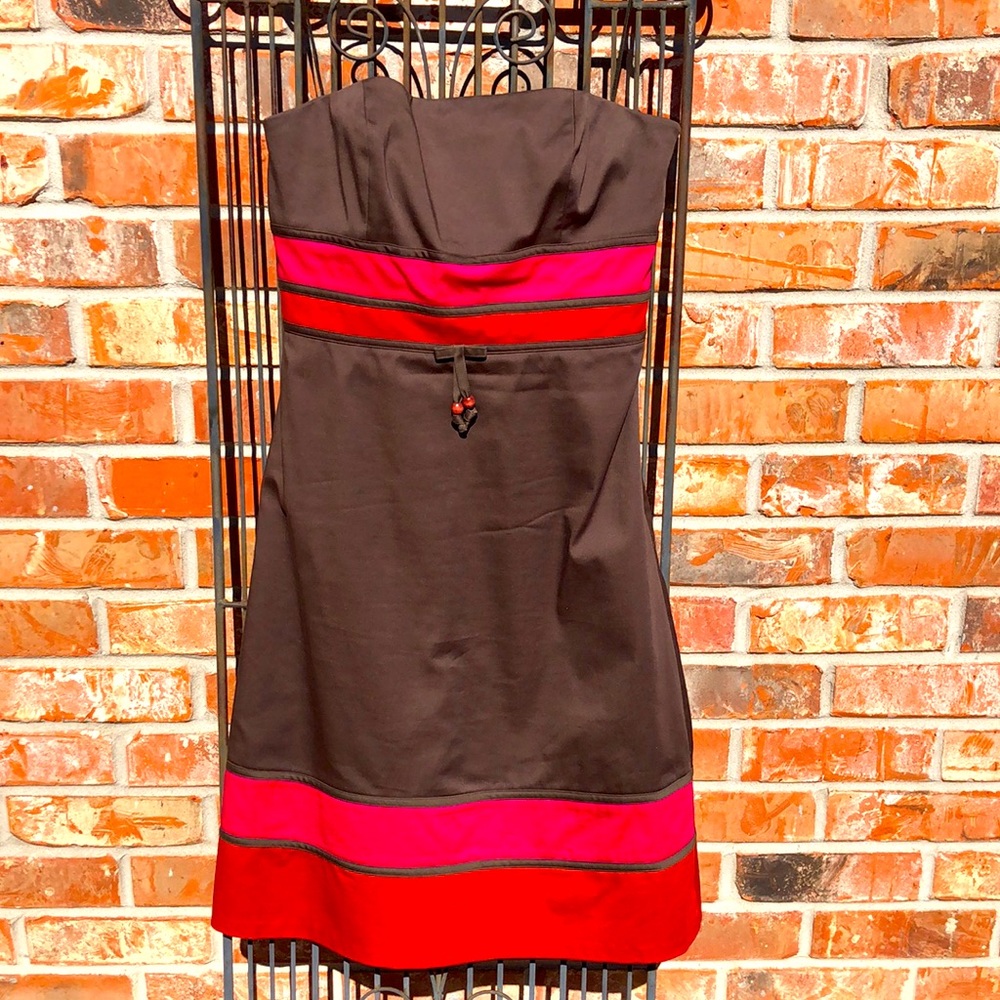 Liz Claiborne Strapless Dress Brown & Hot Pink Size 4
